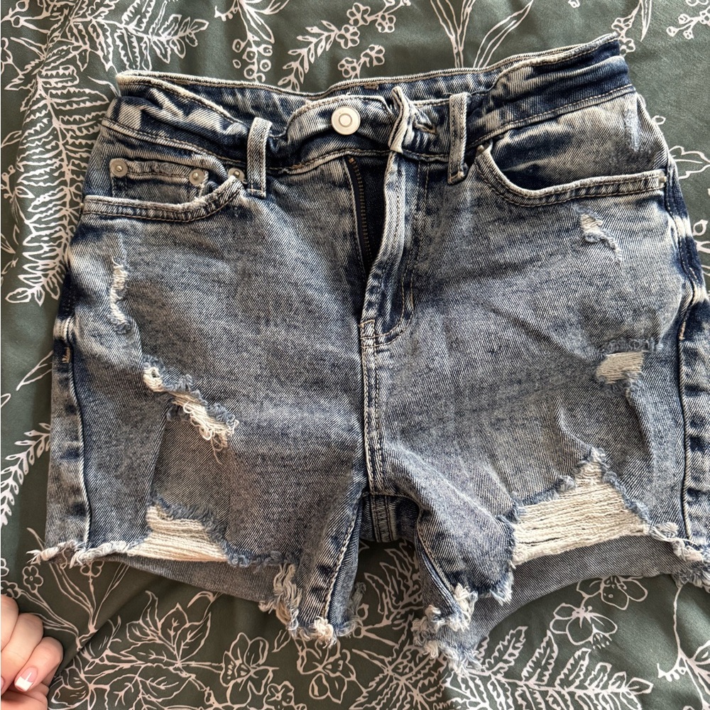 No Boundaries Blue Distressed Jean Shorts